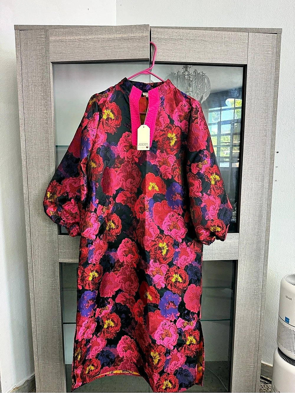Jodifl Floral Midi Dress in Pink & Purple Size Small NWT